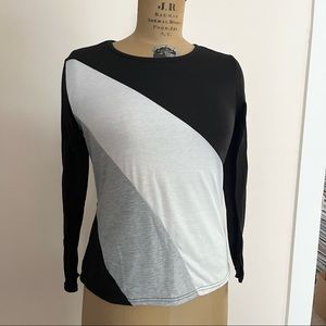 2/$20 Echo Fashion Classic Color Blocked Long Sleeve Crew Neck T-Shirt
